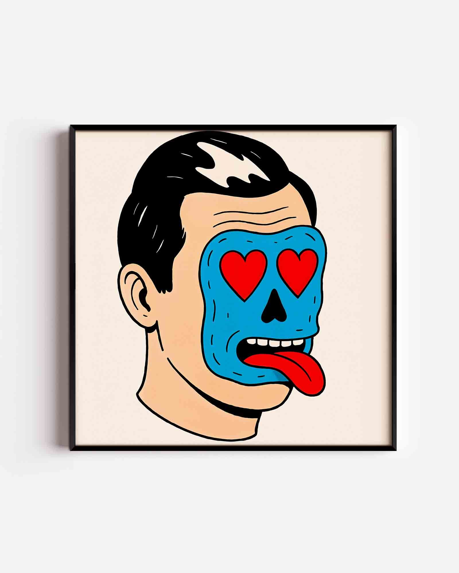 Blauw masker met rode harten Poster
