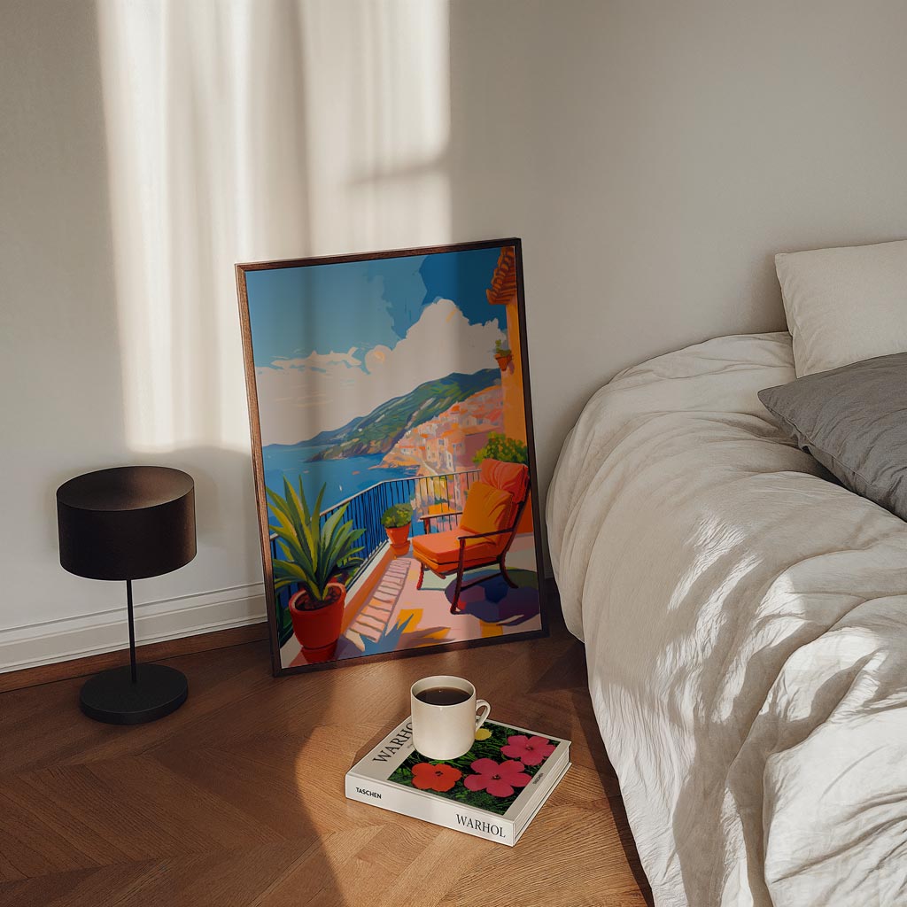 Droomuitzicht vanaf een Zonovergoten Balkon Poster-WallArtistic