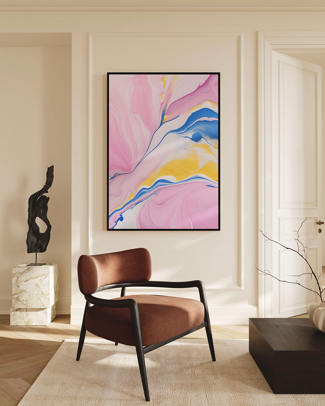 Vloeiende kleurencompositie Kunstwerk