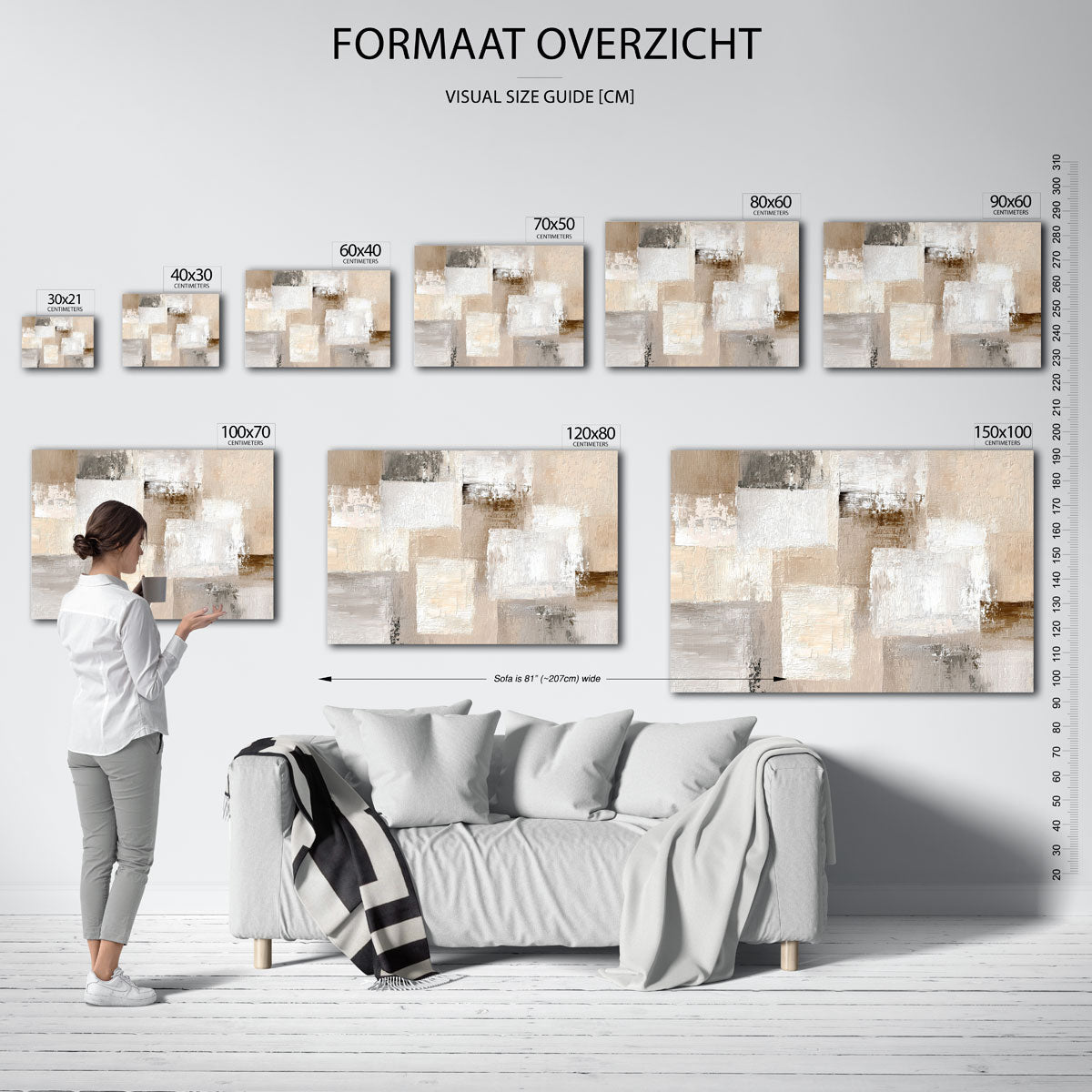 Abstracte beige en witte vlakken Poster
