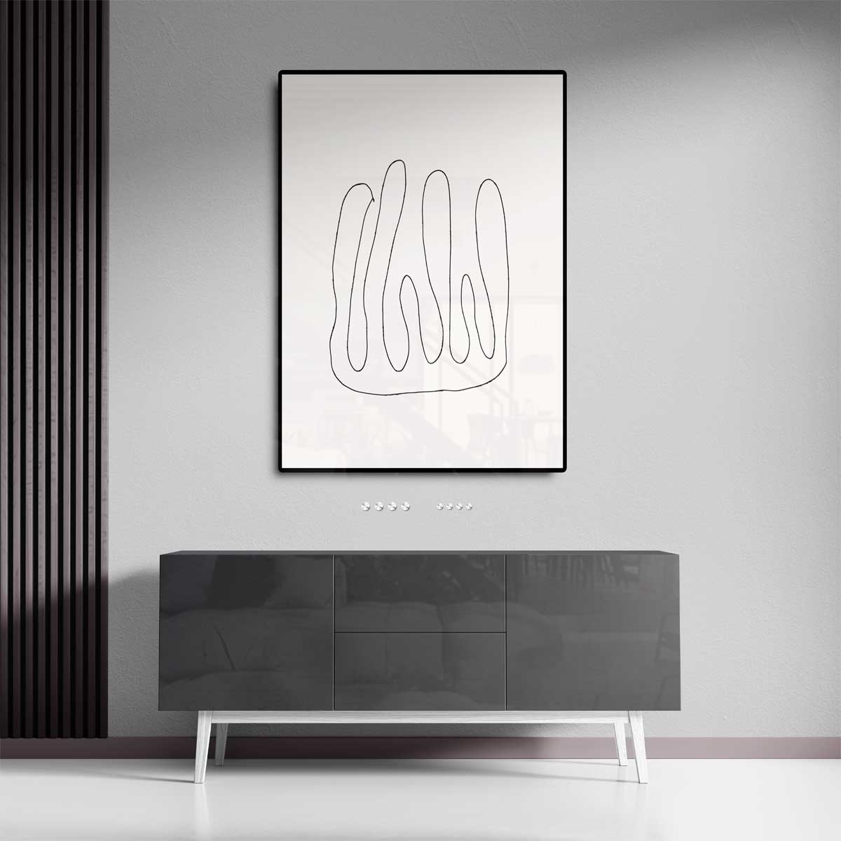Organische Lijntekening Kunstwerk-canvas-dibond-plexiglas-wanddecoratie-WallArtistic