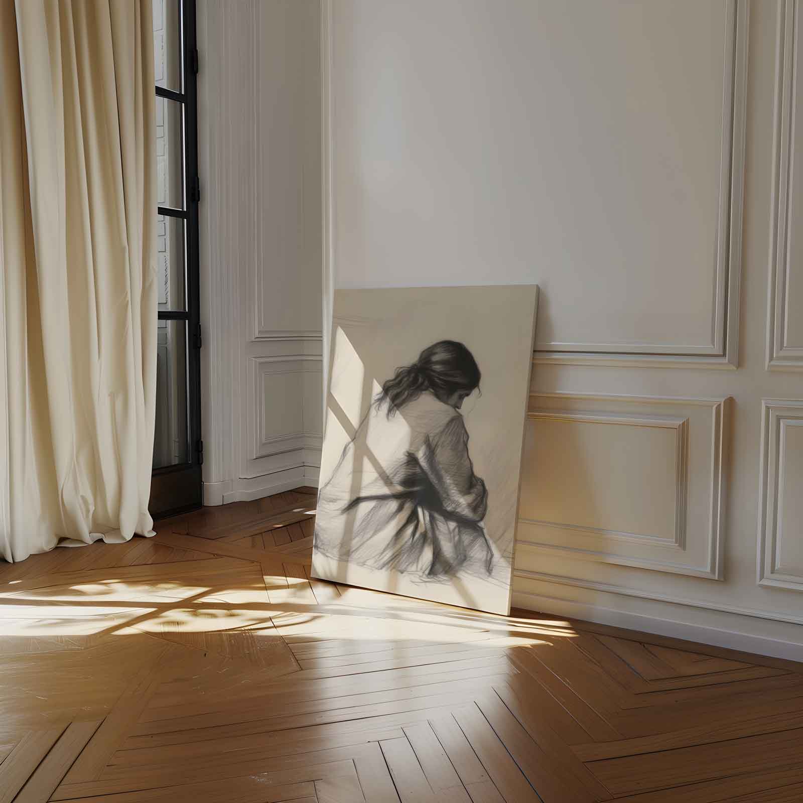 Intiem Moment in Potlood Kunstwerk-canvas-dibond-plexiglas-wanddecoratie-WallArtistic