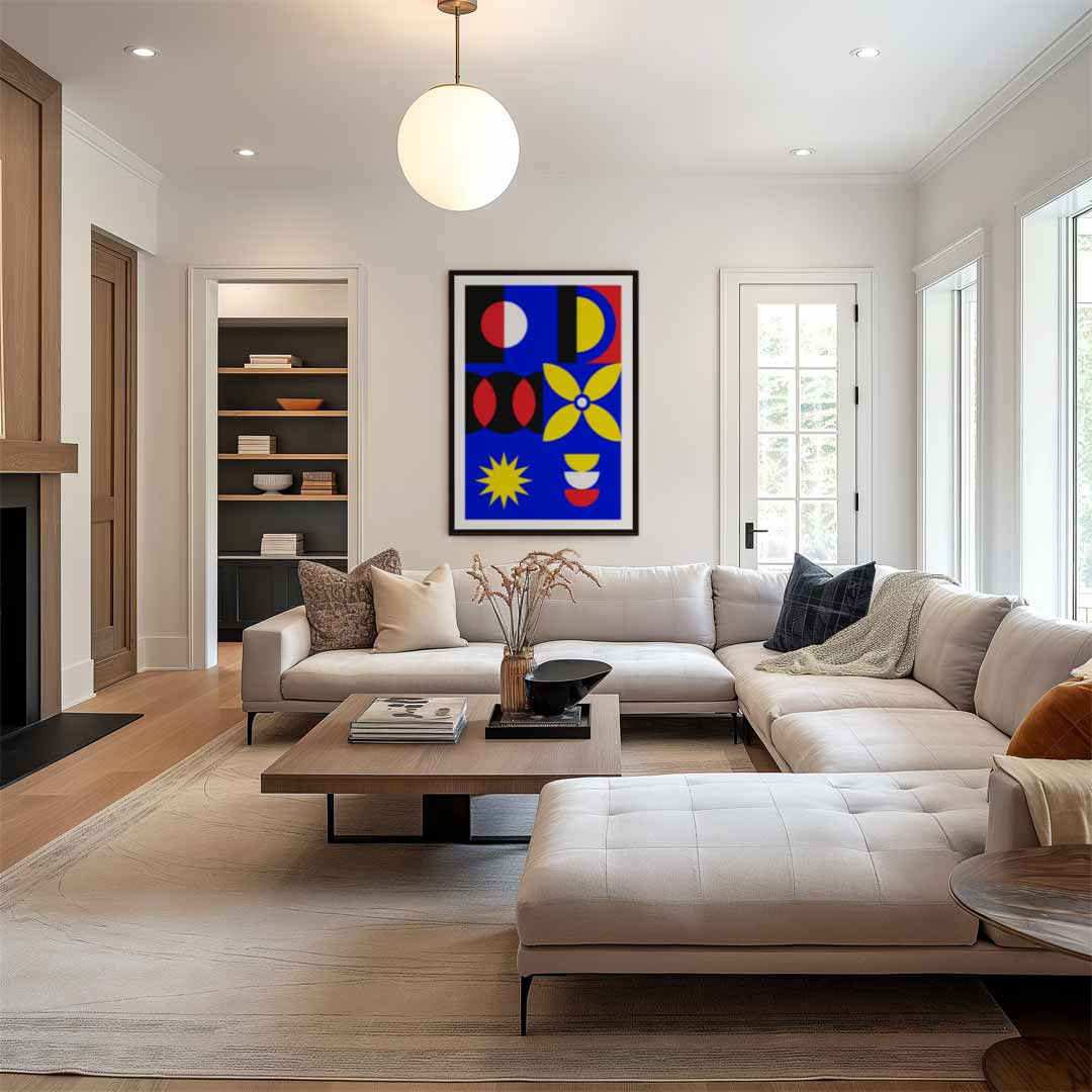 Kleurrijke Geometrische Compositie Kunstwerk-canvas-dibond-plexiglas-wanddecoratie-WallArtistic