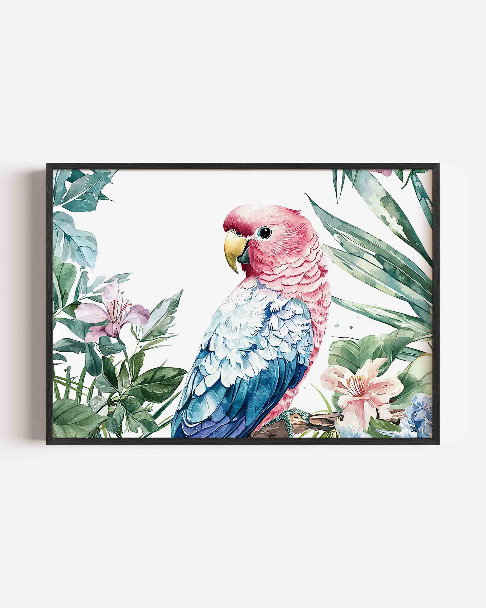 Papegaai en bloemen Poster