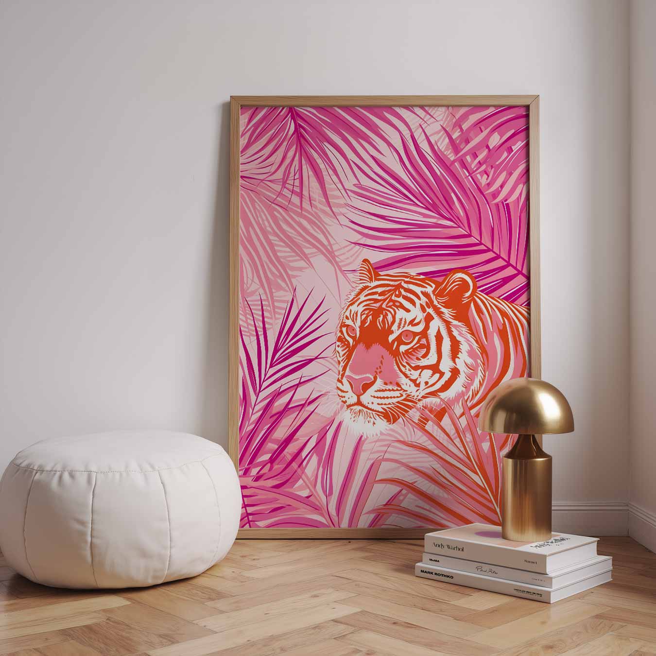 Wilde Tijgers in Pastel Jungle Poster-WallArtistic
