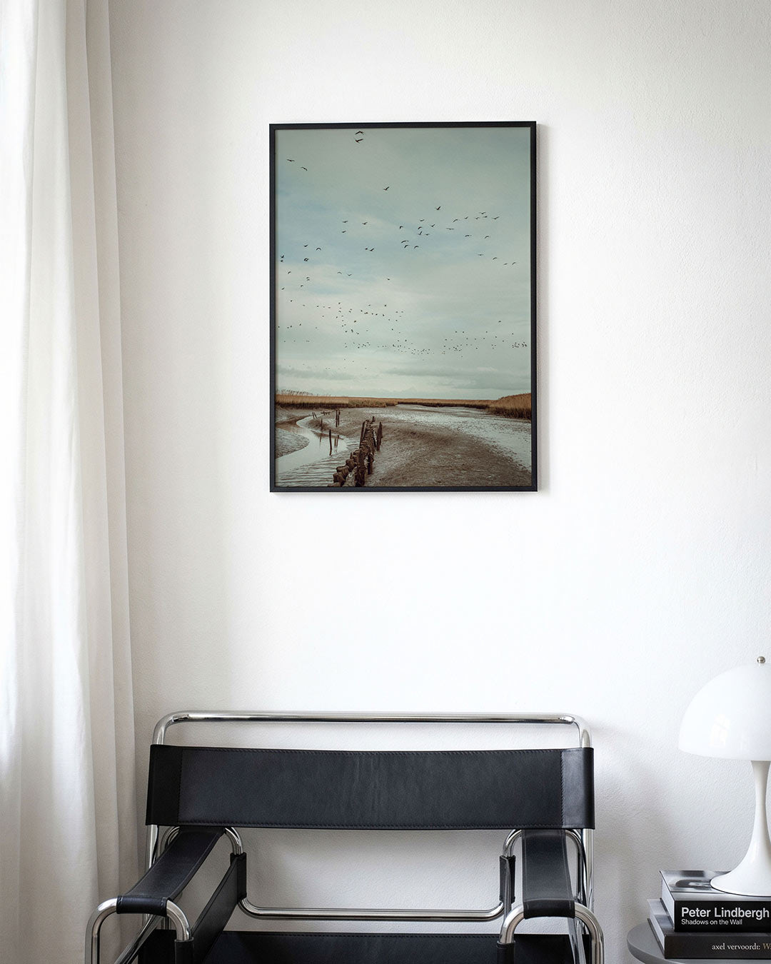Vogels boven landschap Poster