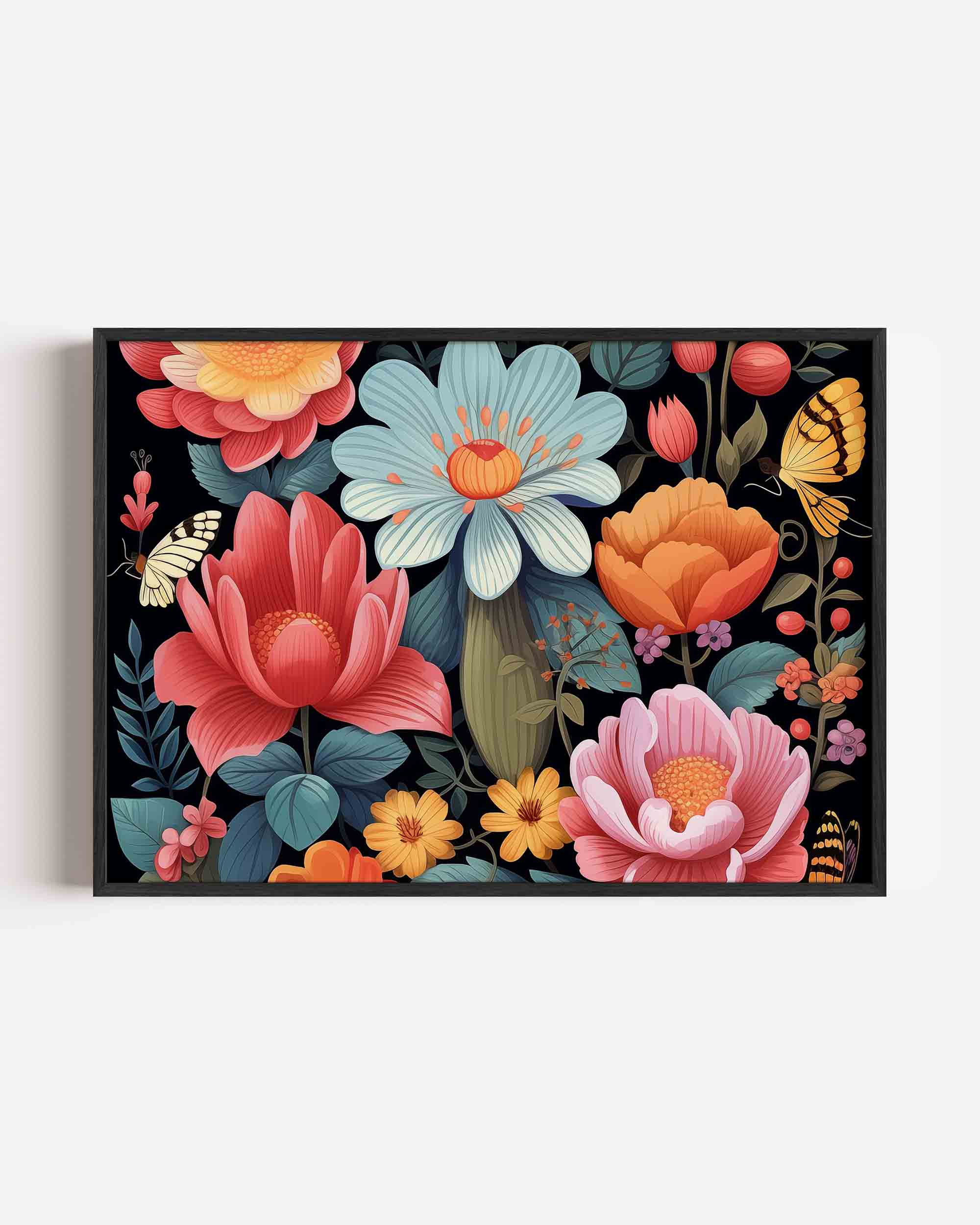 Bloemen en vlinders Poster