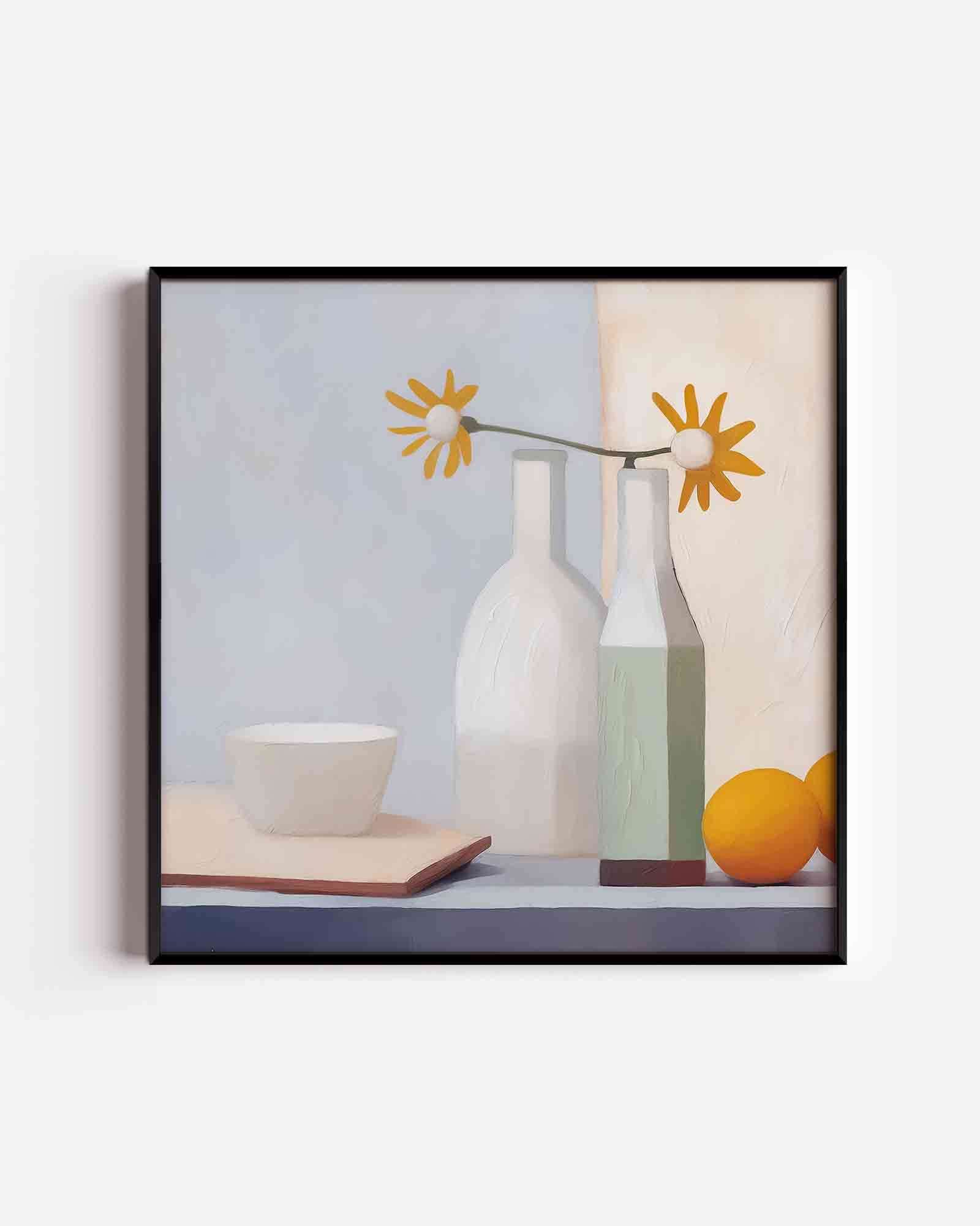 Stilleven met bloemen en fruit Poster