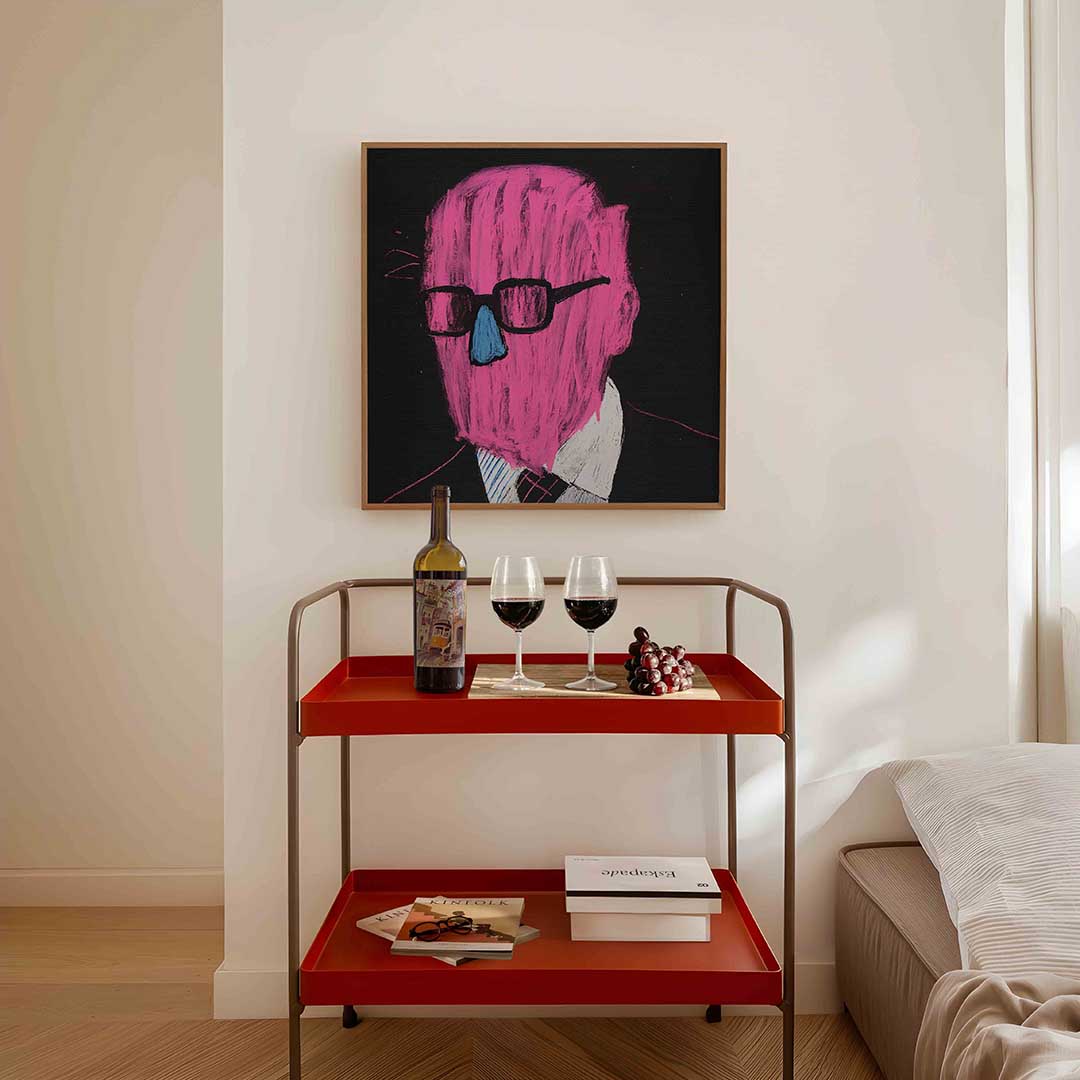 Roze gezicht met bril Poster