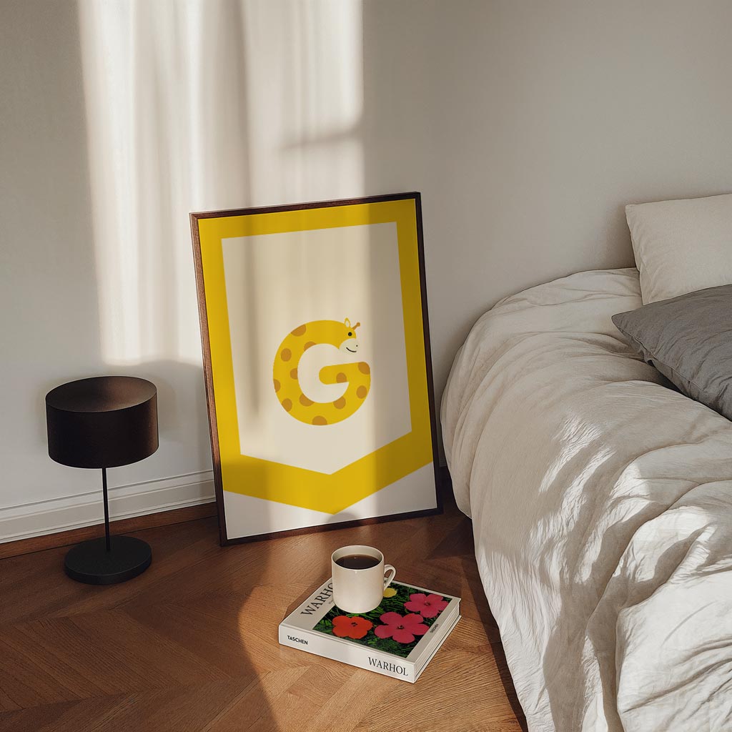 Vrolijke Giraffe Alfabet Poster-WallArtistic