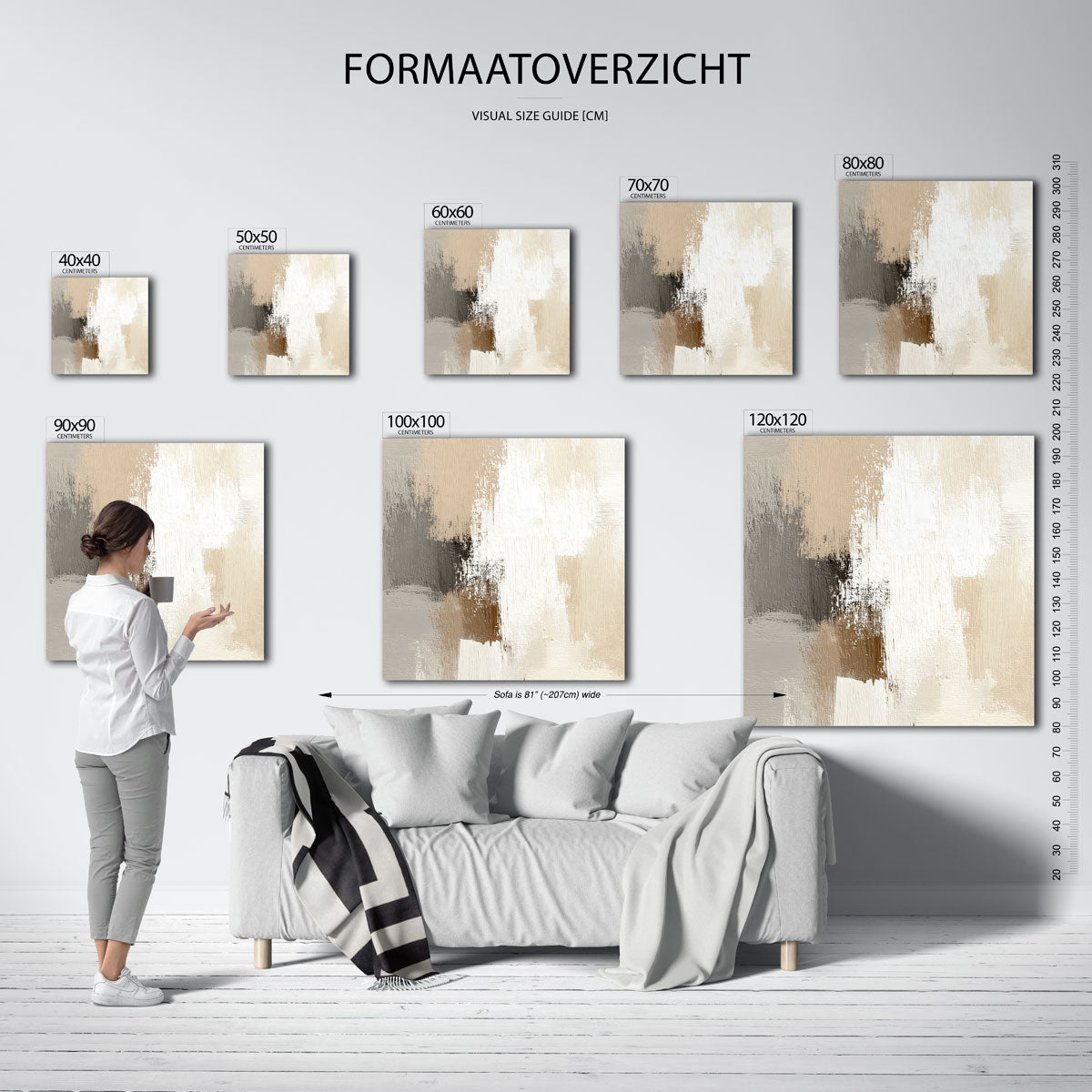 Abstracte beige en grijze Poster