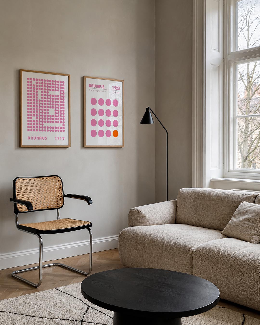 Cirkelpatroon in roze Posterset