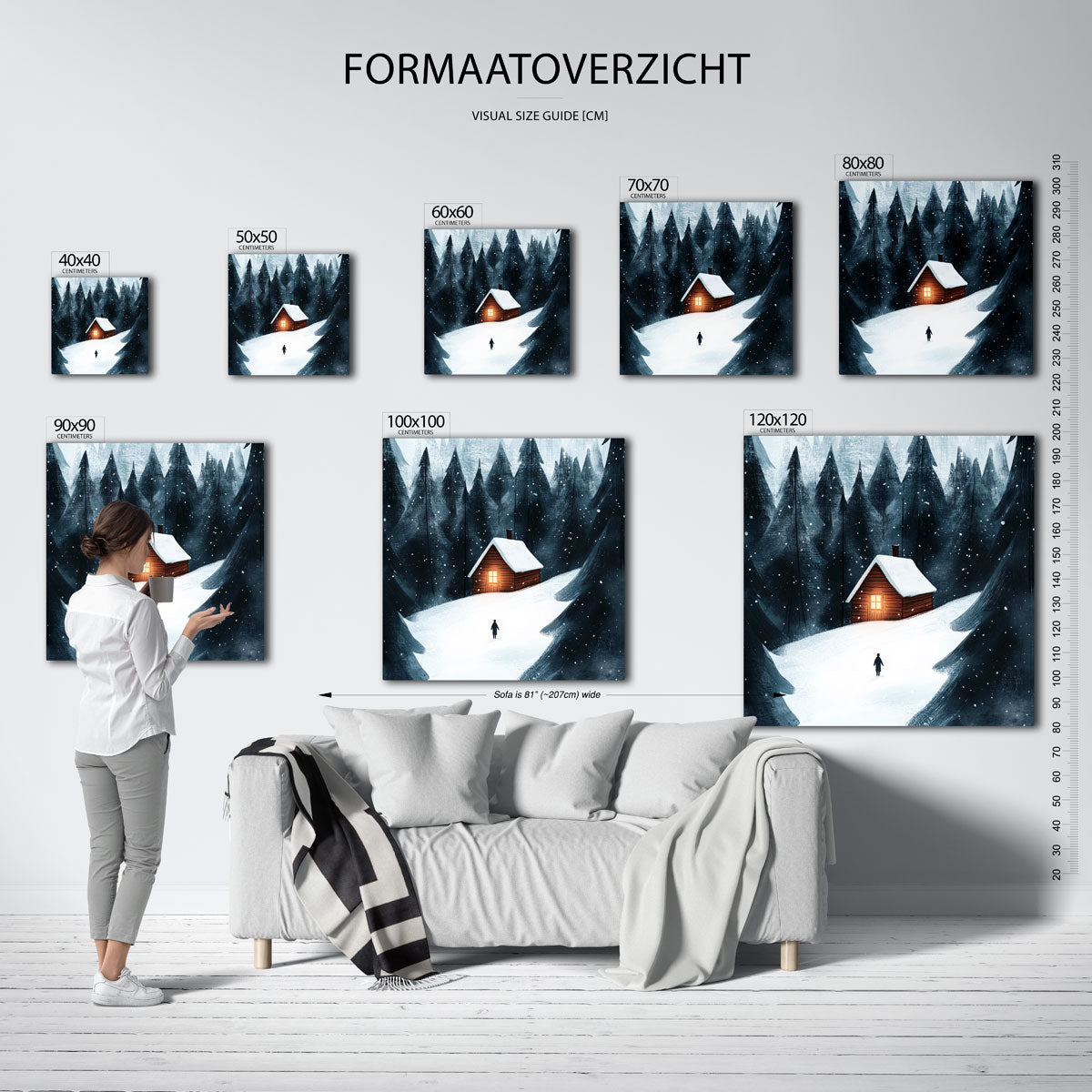 Winterlandschap met huisje Poster