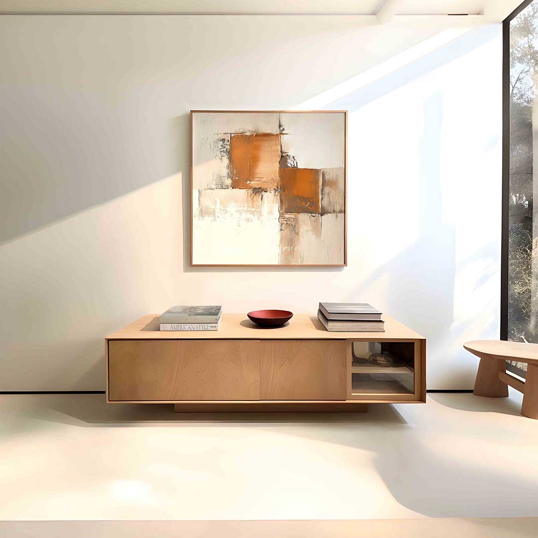 Abstracte beige en oranje Poster