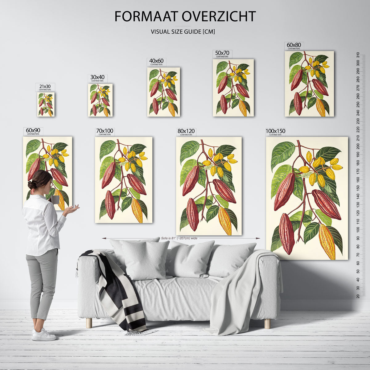 Cacaobonen en bladeren Poster