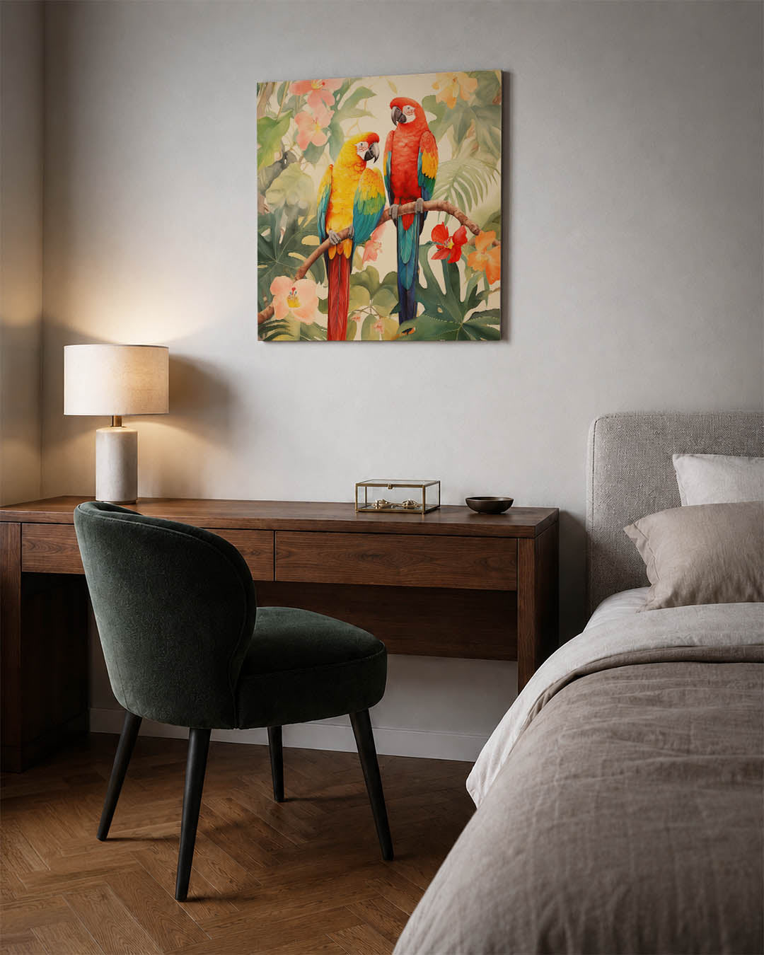 Tropische papegaaien Kunstwerk