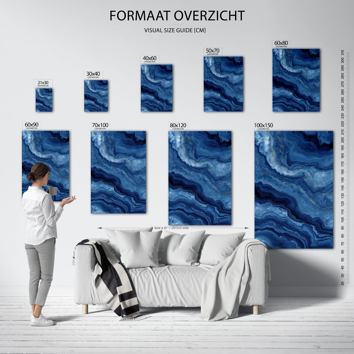 Blauwe marmerstructuur Poster