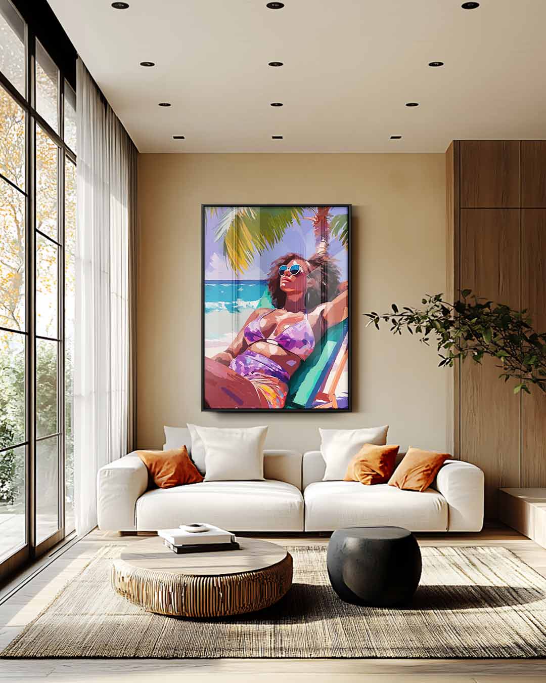 Zomers Genieten op het Strand Kunstwerk-canvas-dibond-plexiglas-wanddecoratie-WallArtistic