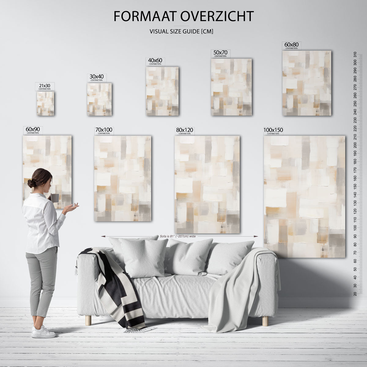 Abstracte beige en grijze vlakken Poster