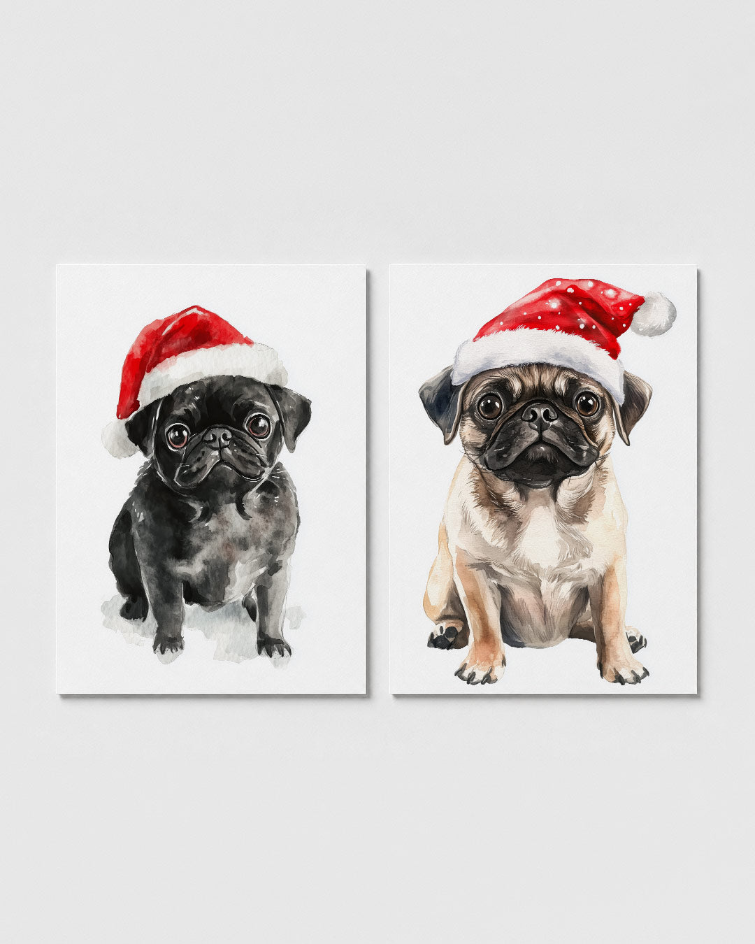 Kleurrijke kerstpug Posterset