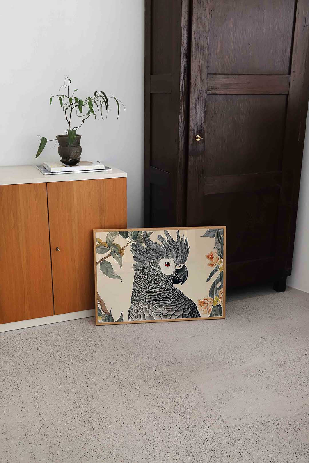 Papegaai met bloemen Poster
