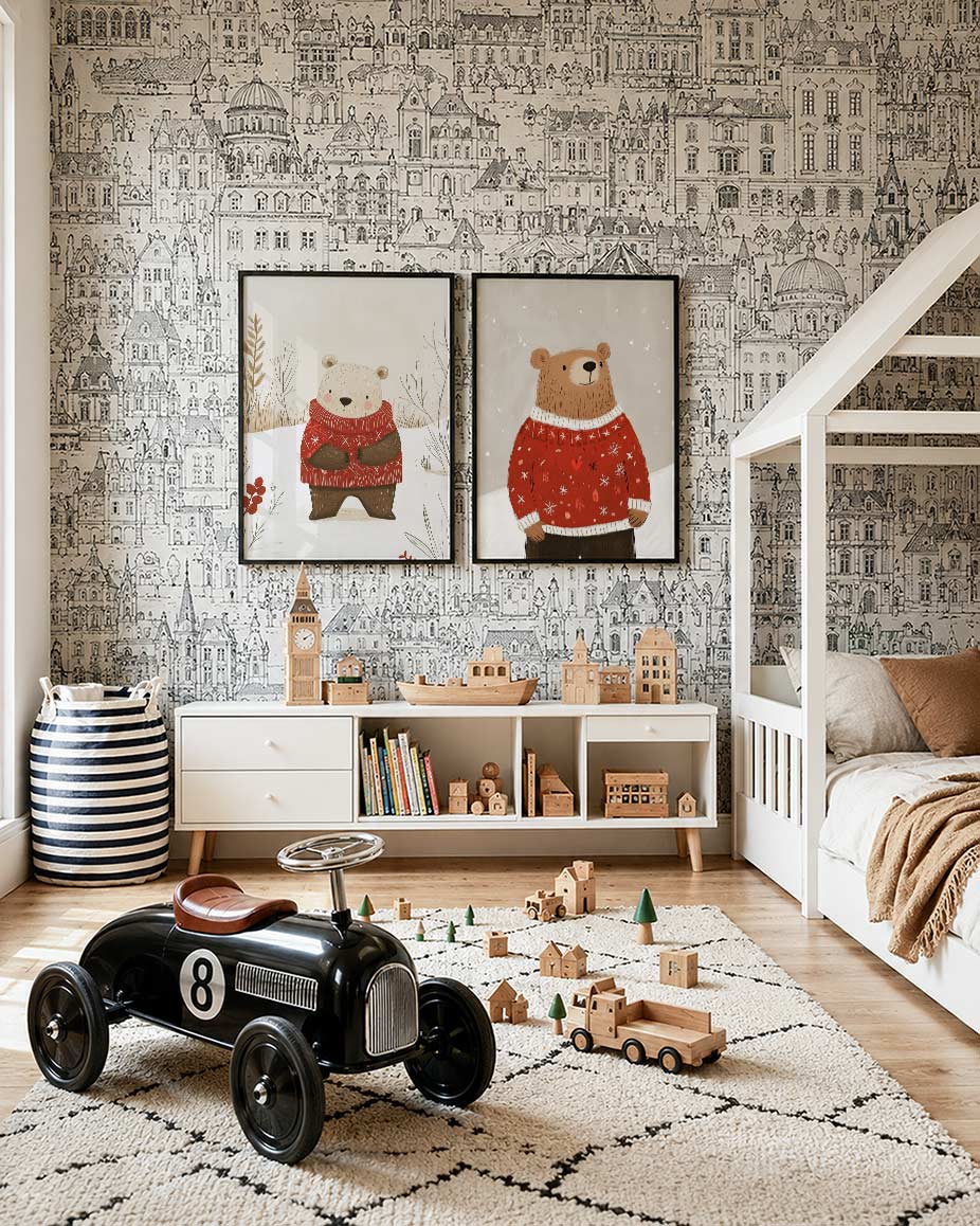 Winterse knuffelbeer Posterset