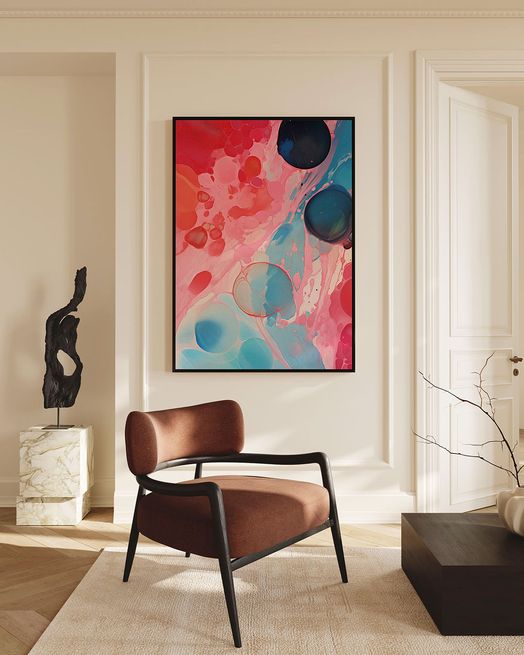 Vloeiende kleurencompositie Kunstwerk