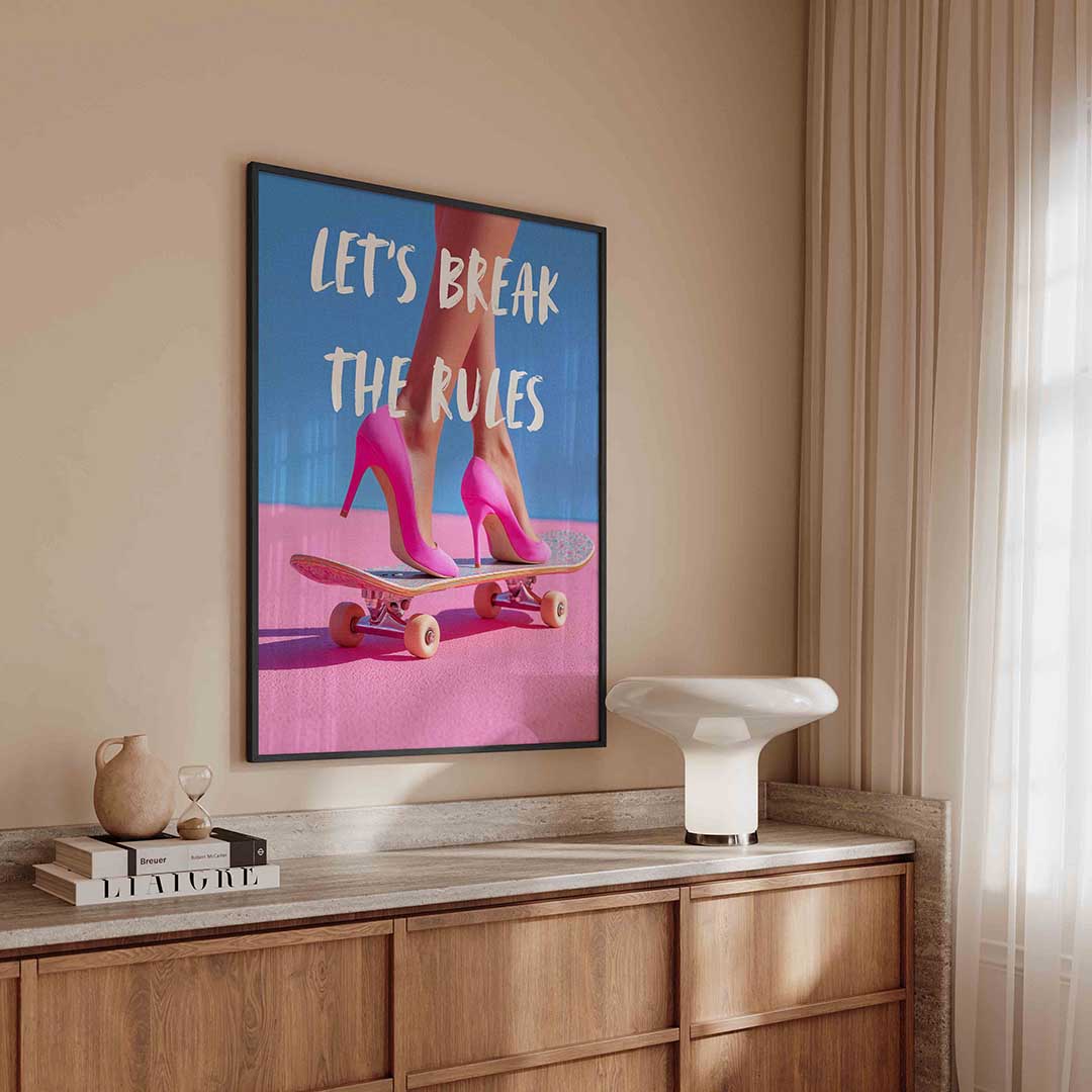 Skateboard en hakken Poster