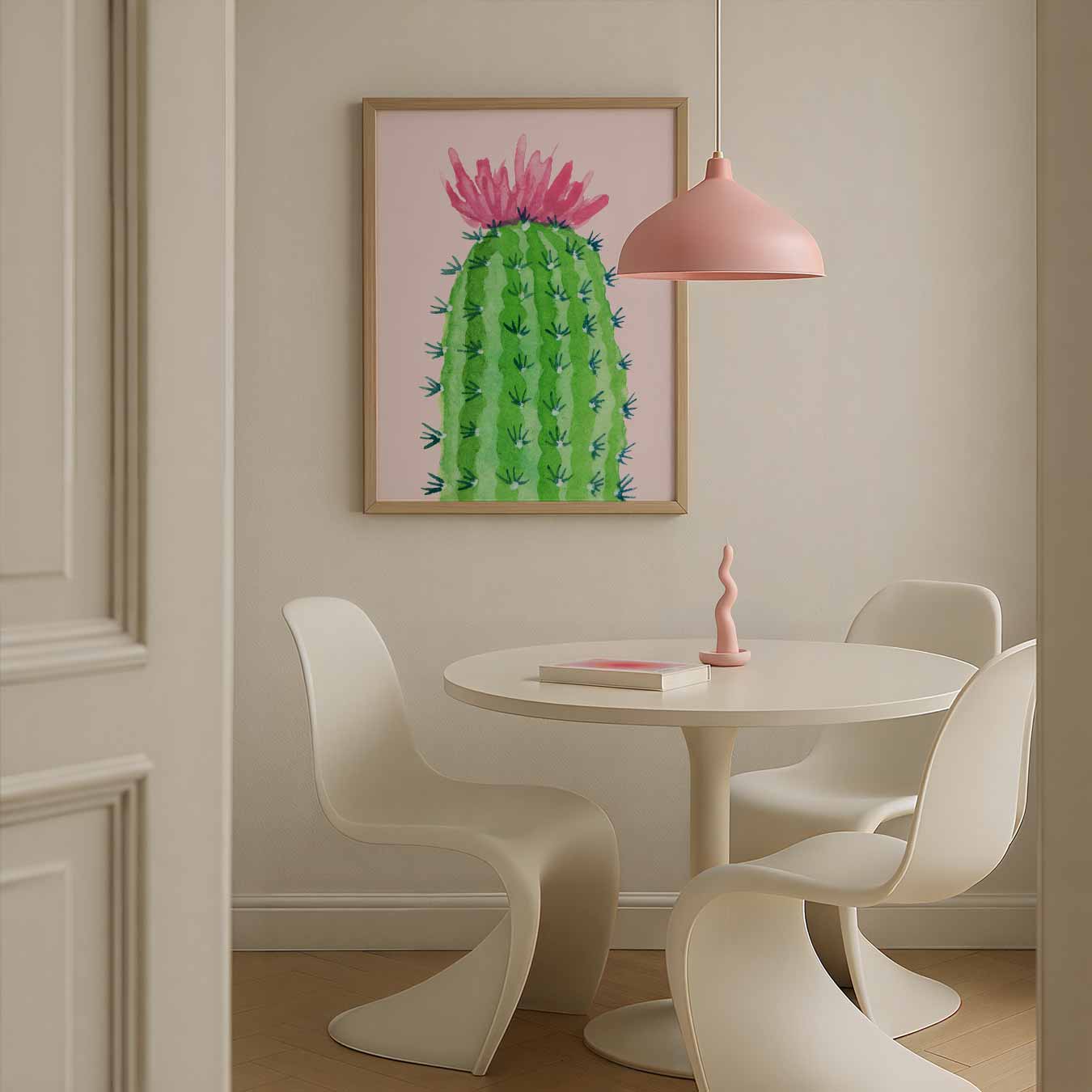 Cactus met Bloem Poster-WallArtistic