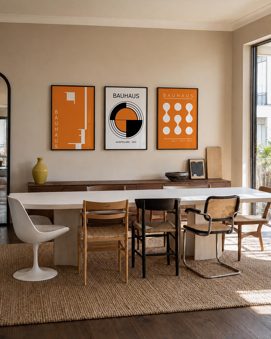Oranje lijnenspel Posterset