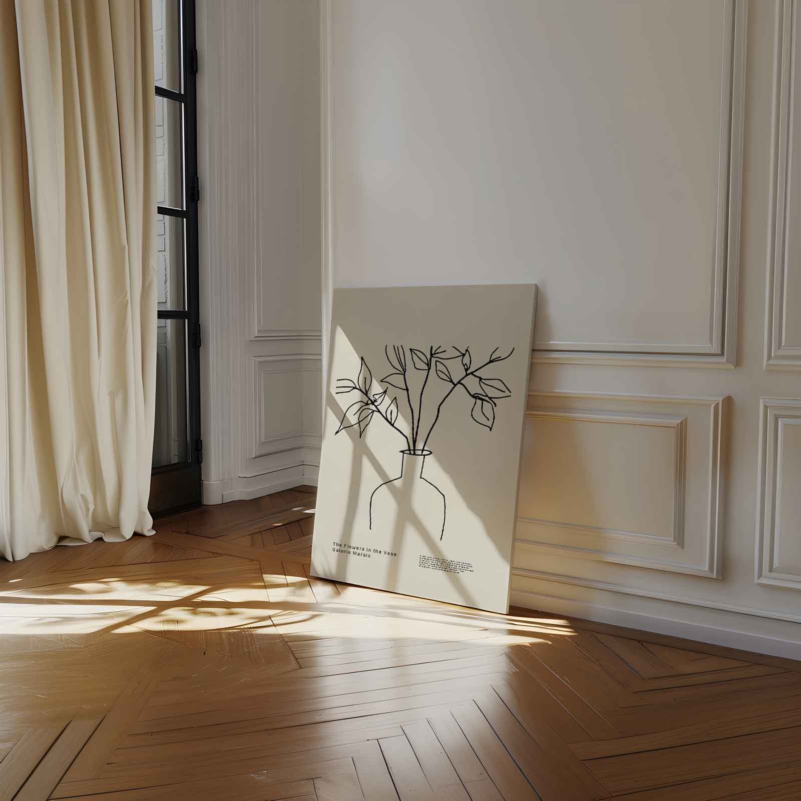 Elegante Lijnen Bloemenvaas Kunstwerk-canvas-dibond-plexiglas-wanddecoratie-WallArtistic