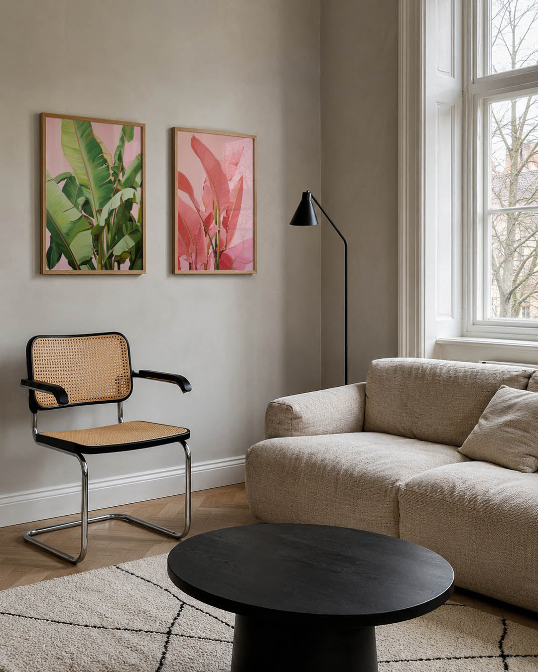 Blad en roze Posterset