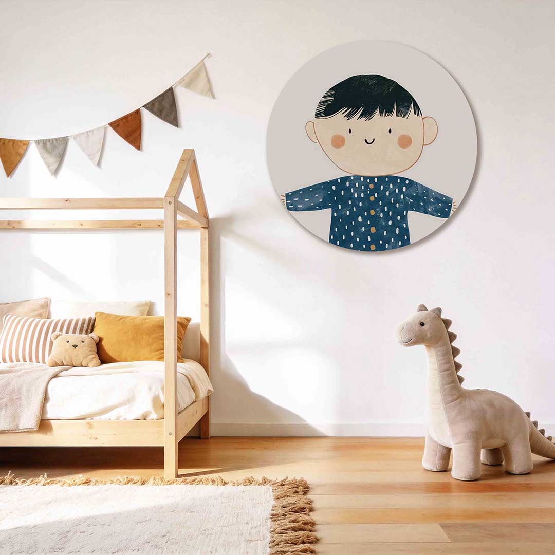 Kind met blauwe trui Muurcirkel