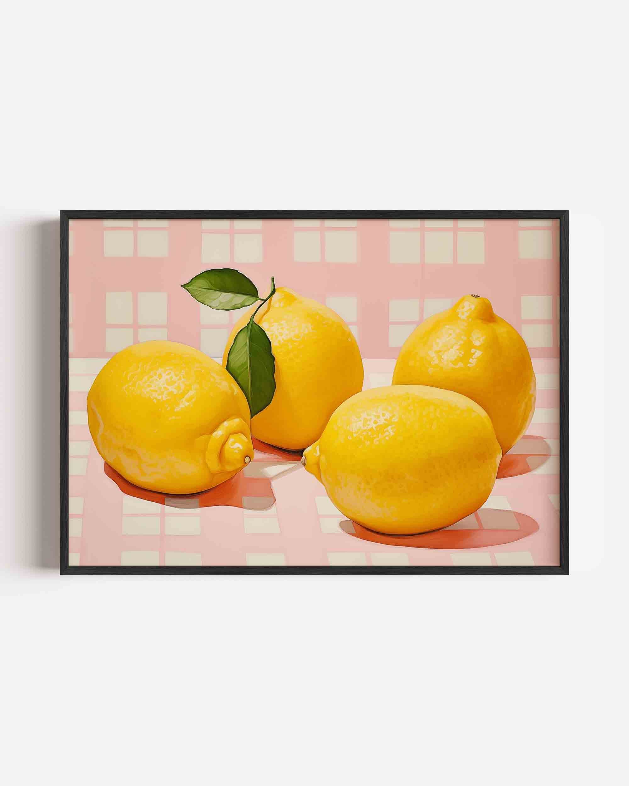 Citroenen op roze achtergrond Poster