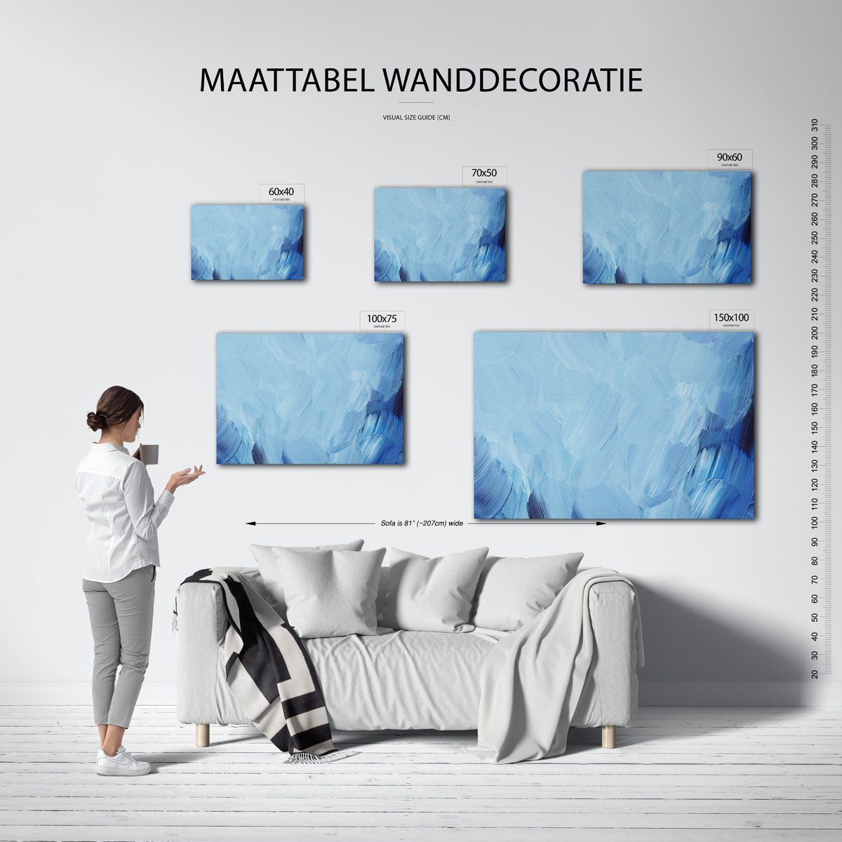 Blauwe borstelstreken Kunstwerk