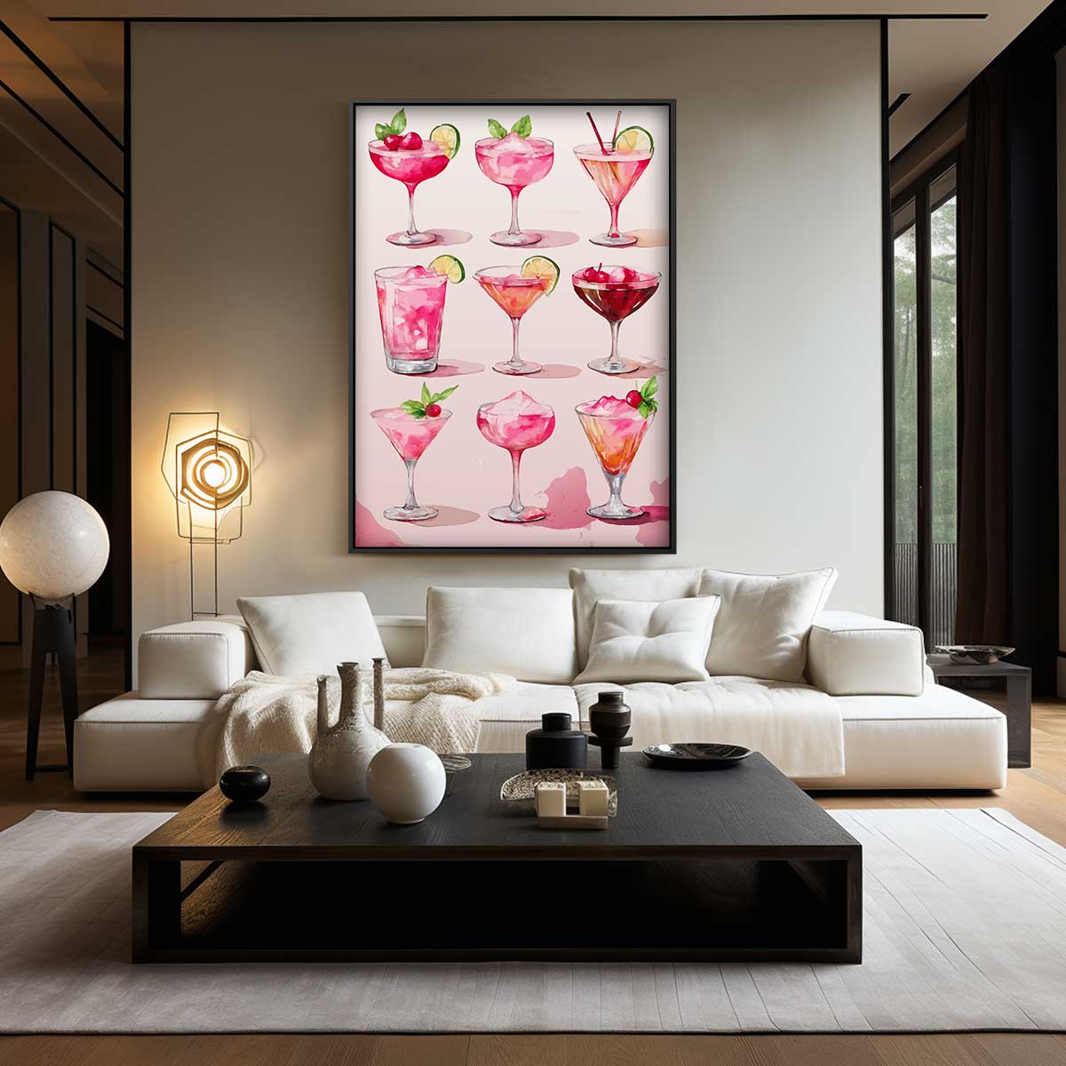 Verfrissende Cocktail Illustraties Kunstwerk-canvas-dibond-plexiglas-wanddecoratie-WallArtistic