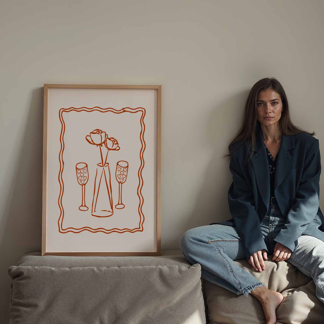 Romantische Bloemen en Hartjes Poster-WallArtistic