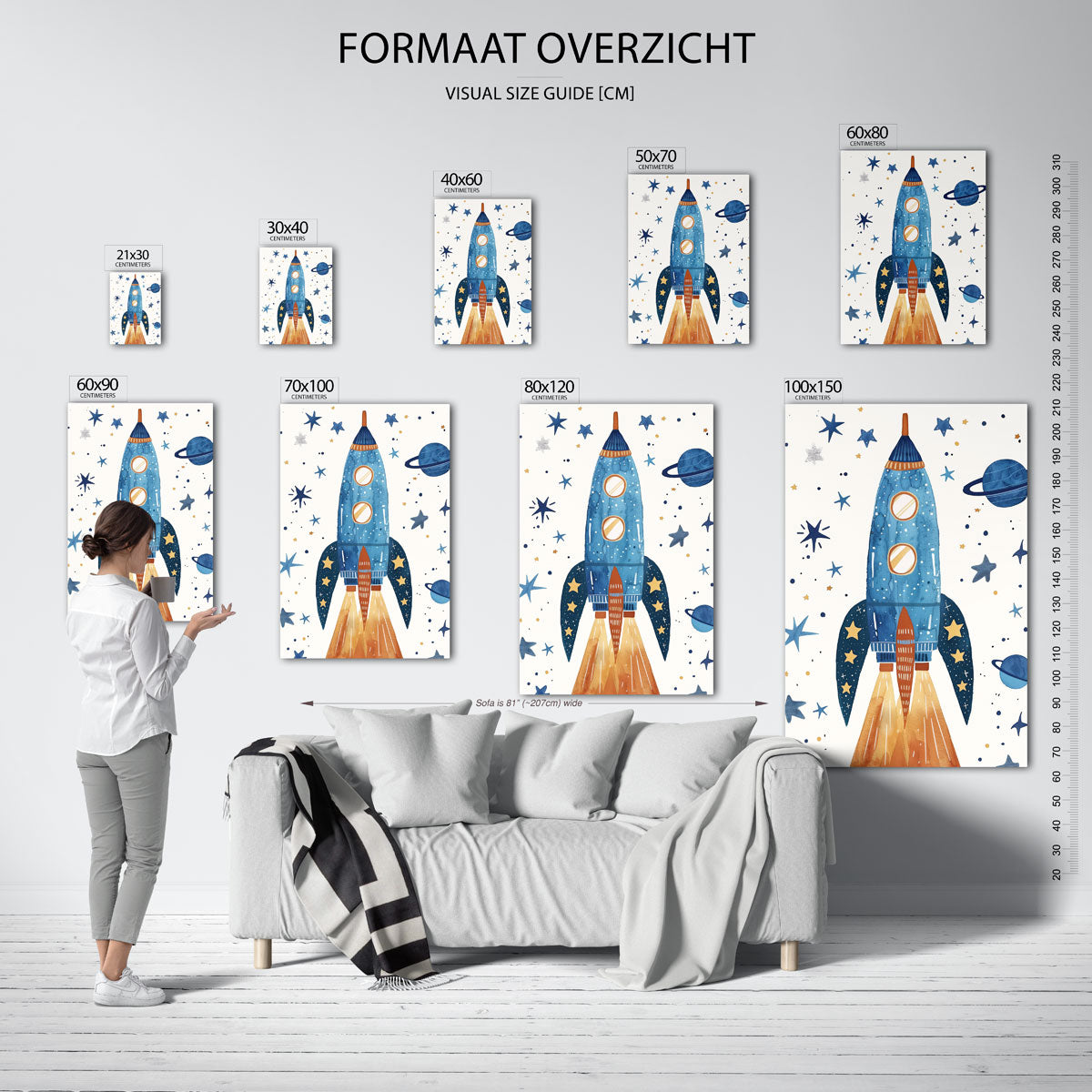 Ruimteraket en sterren Poster