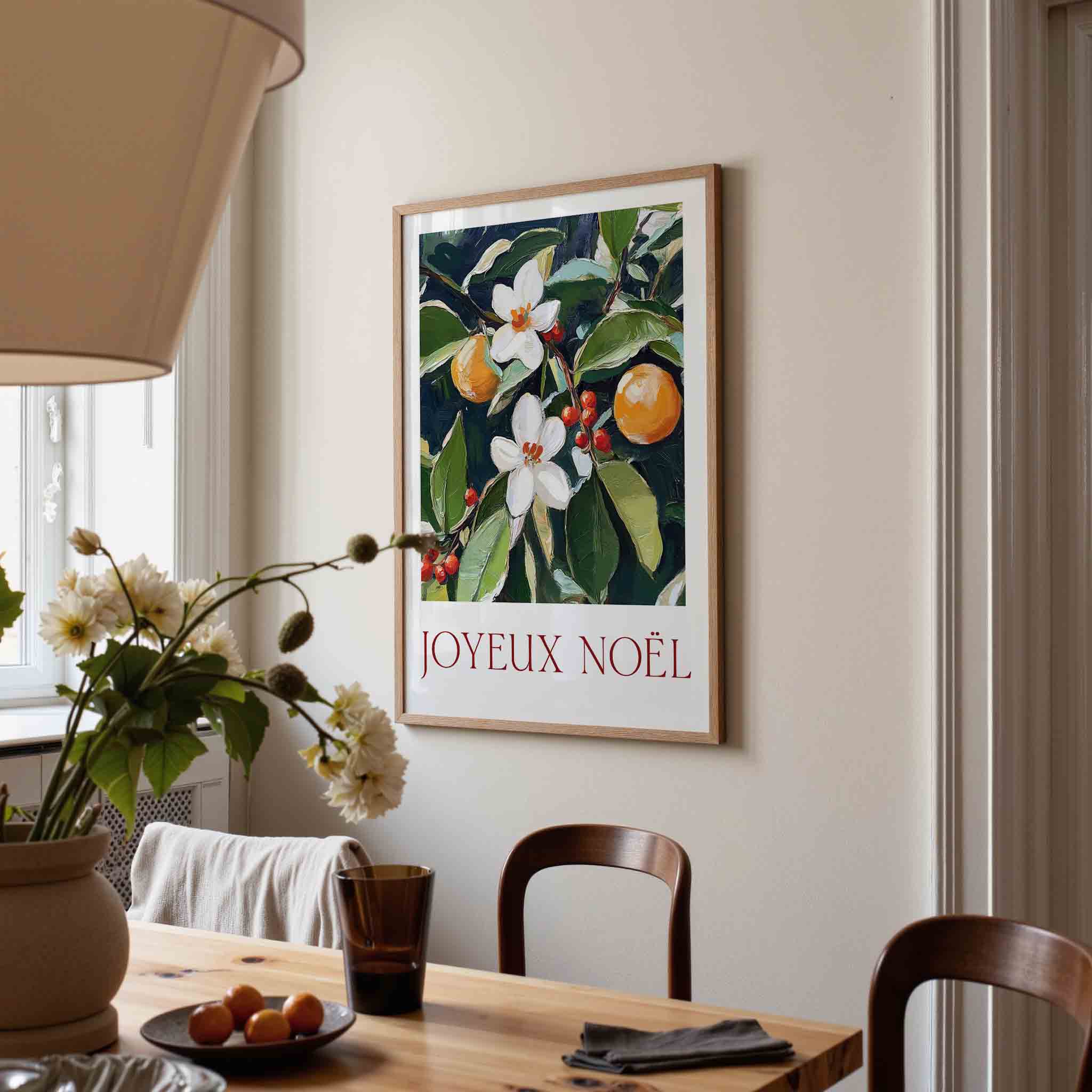 Joyeux noël bloemen en fruit Poster
