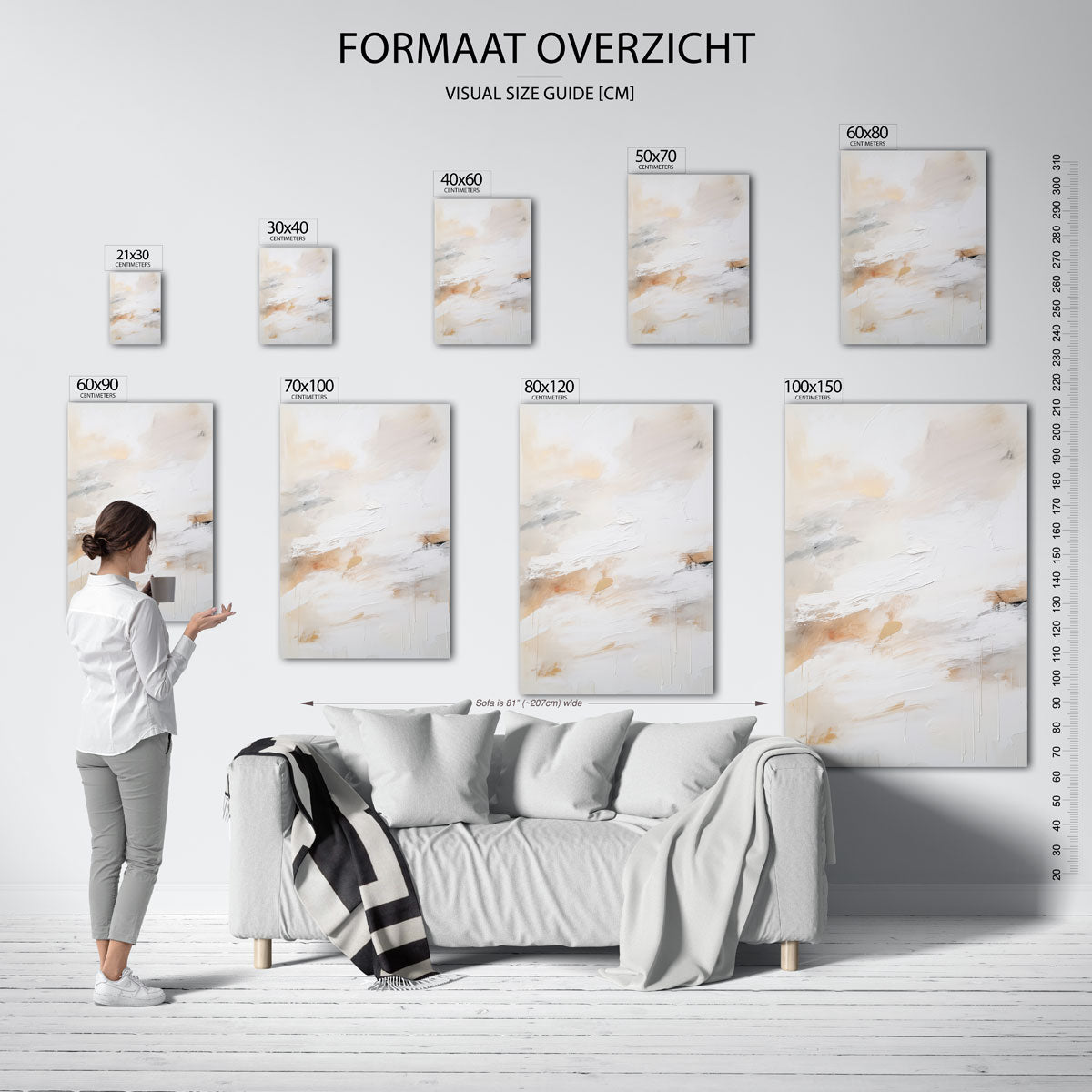Abstracte beige en witte Poster