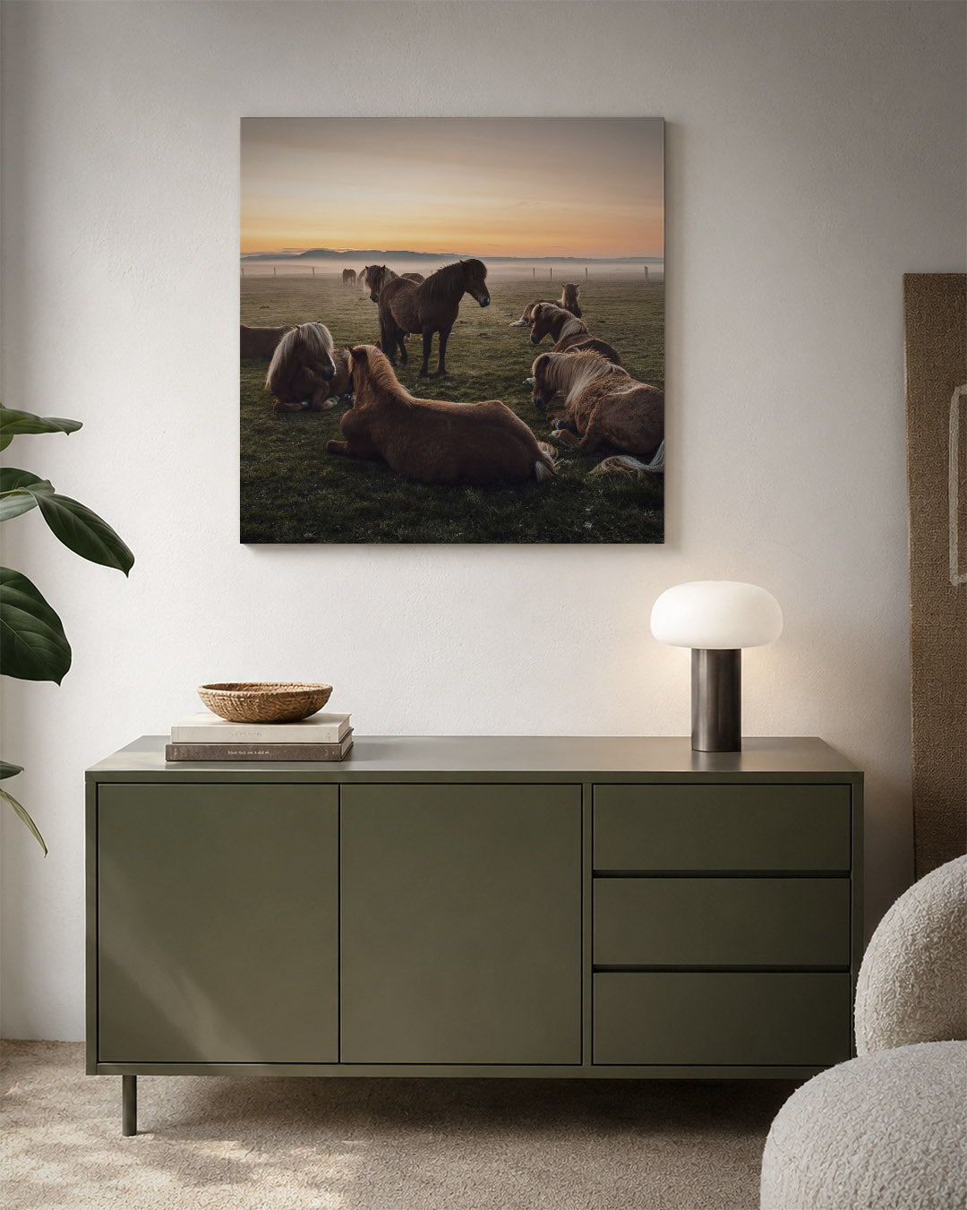 Rustige paardenweide Kunstwerk