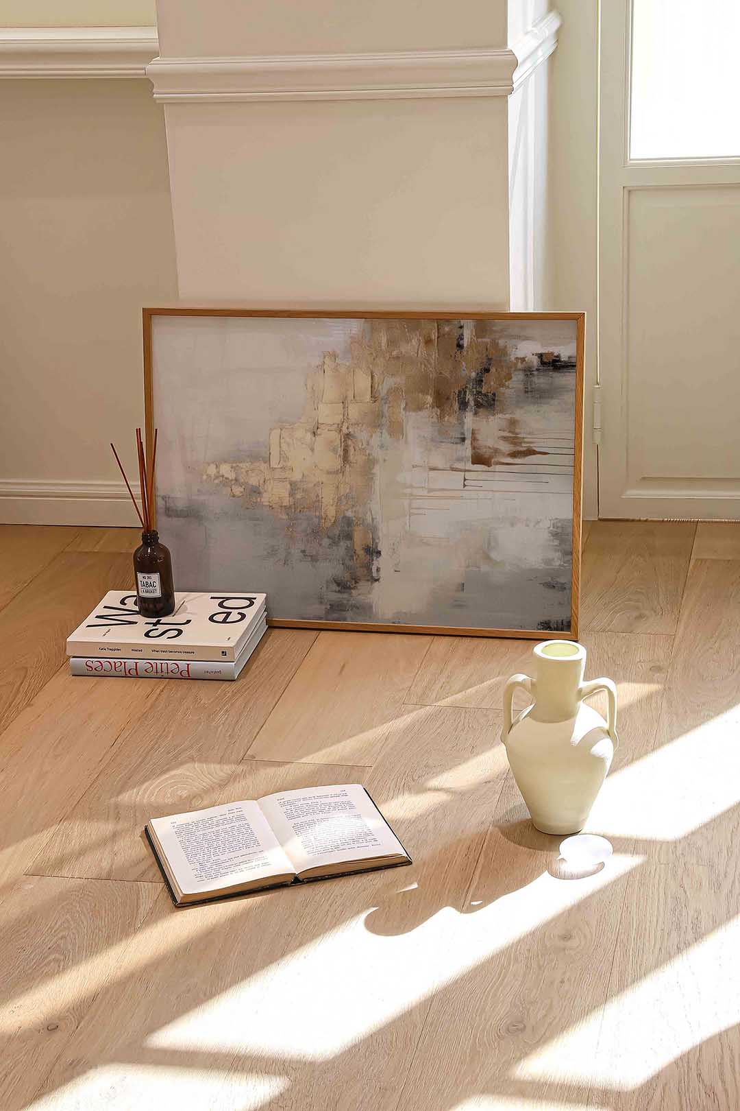 Abstracte beige en grijze Poster