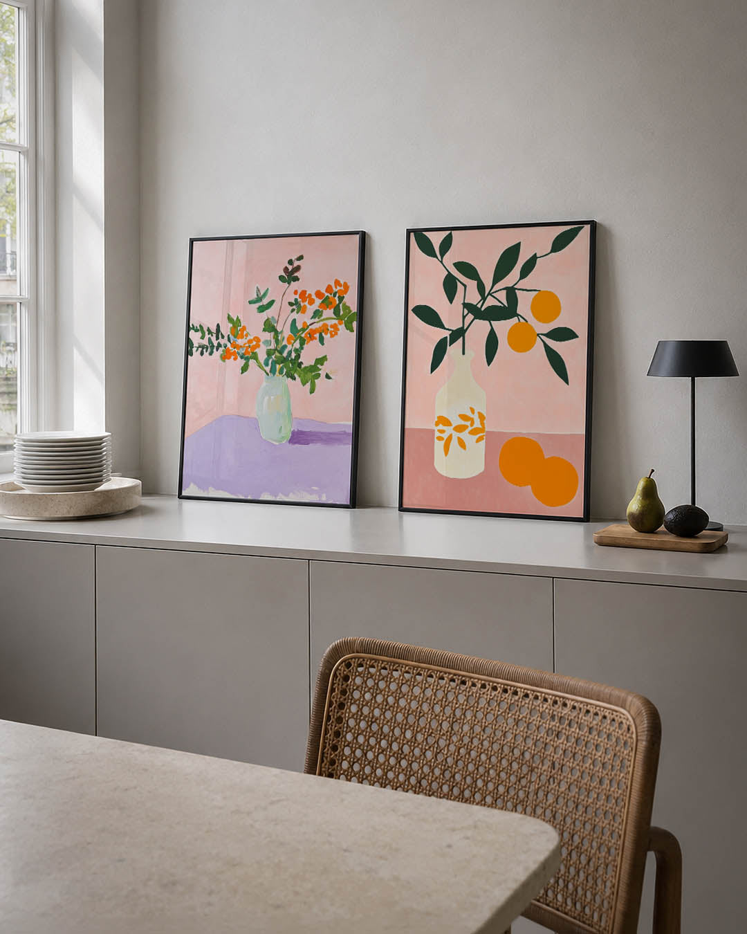 Bloemrijke kleurvlakken Posterset