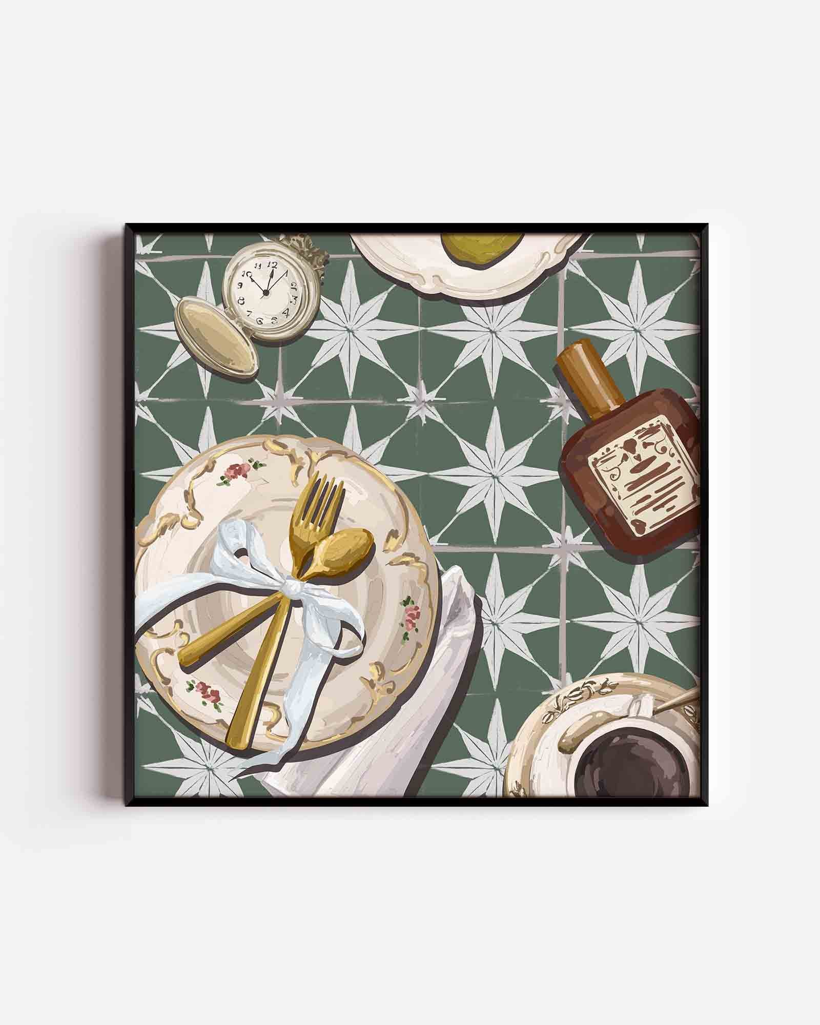 Decoratieve tafelsetting Poster