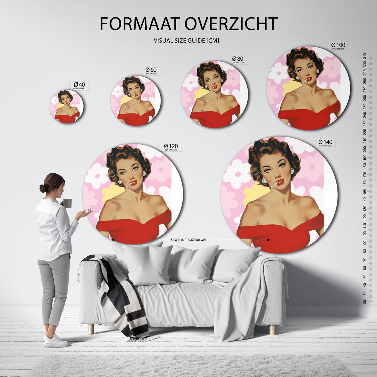 Vrouw in rode jurk Muurcirkel