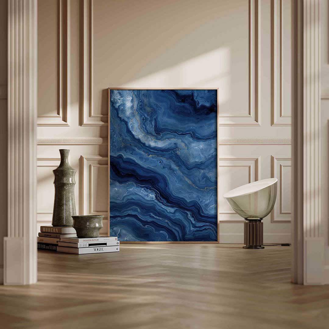 Blauwe marmerstructuur Poster
