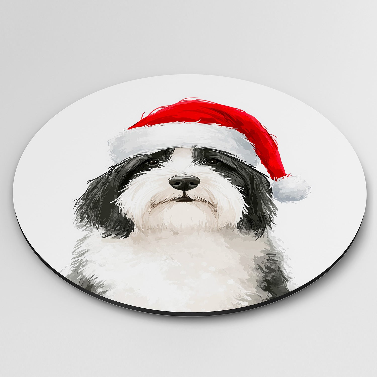 Hond met kerstmuts Muurcirkel