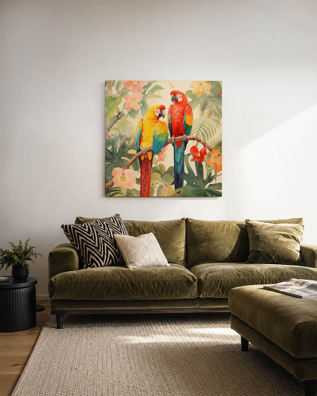 Tropische papegaaien Kunstwerk