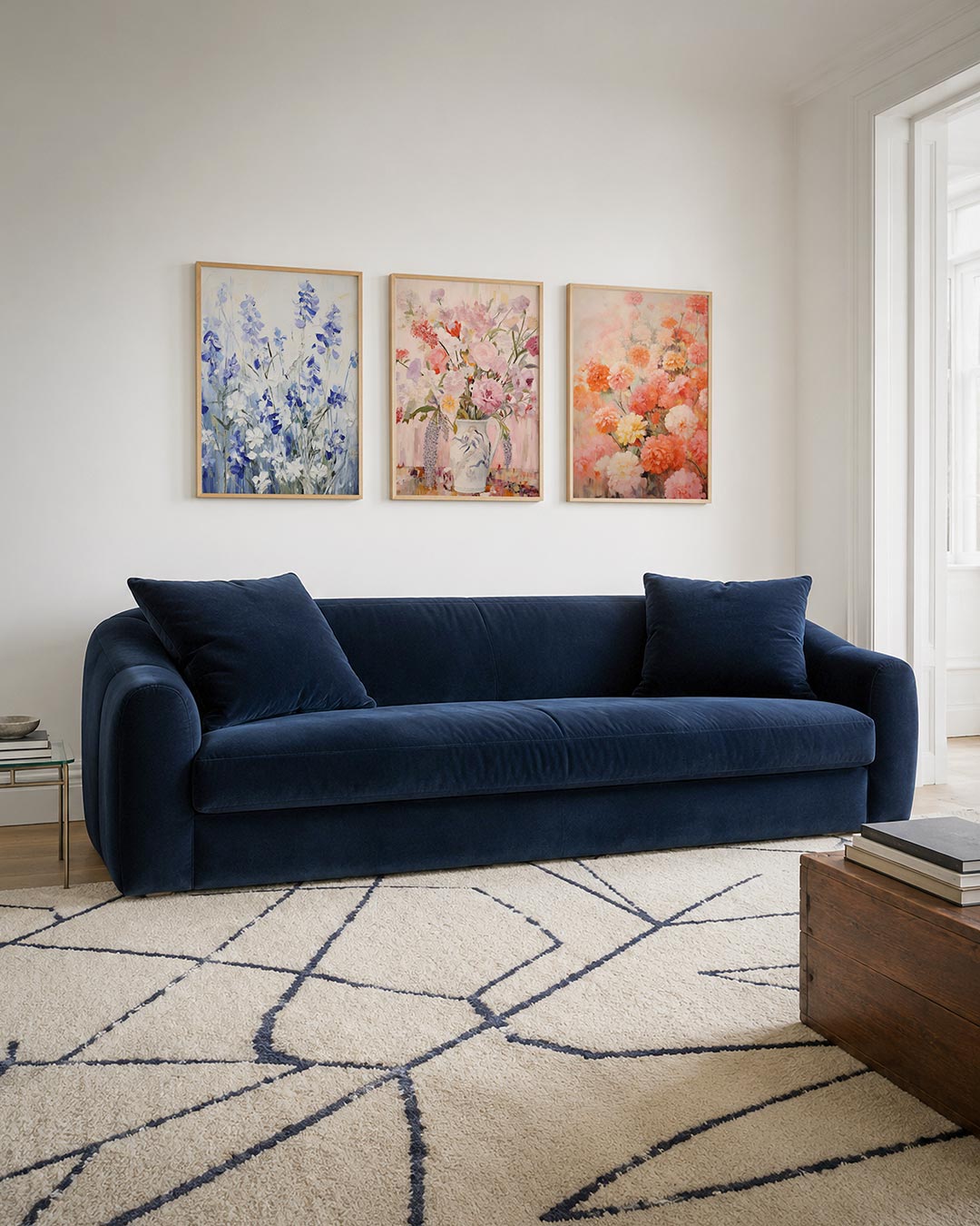 Bloemen in blauwtinten Posterset