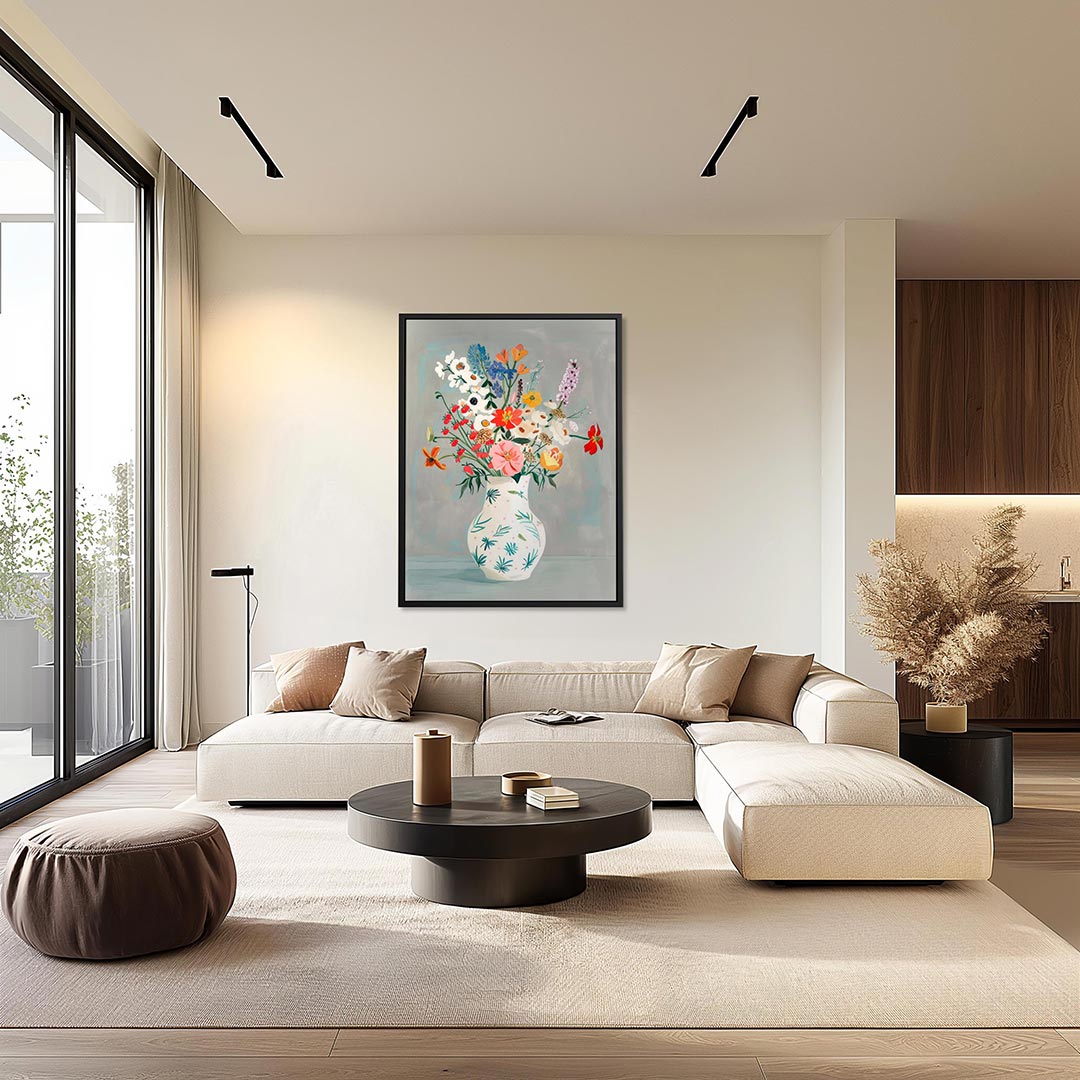 Bloemrijke vaas Kunstwerk